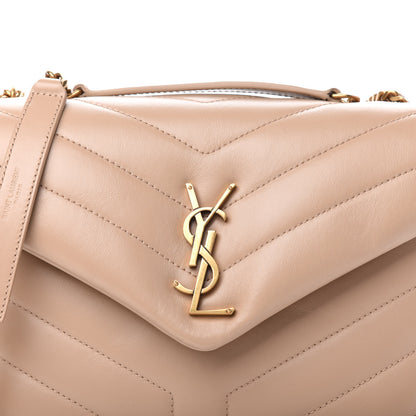 Saint Laurent Calfskin Y Quilted Monogram Small Loulou Chain Satchel Dark Beige 11 of 12