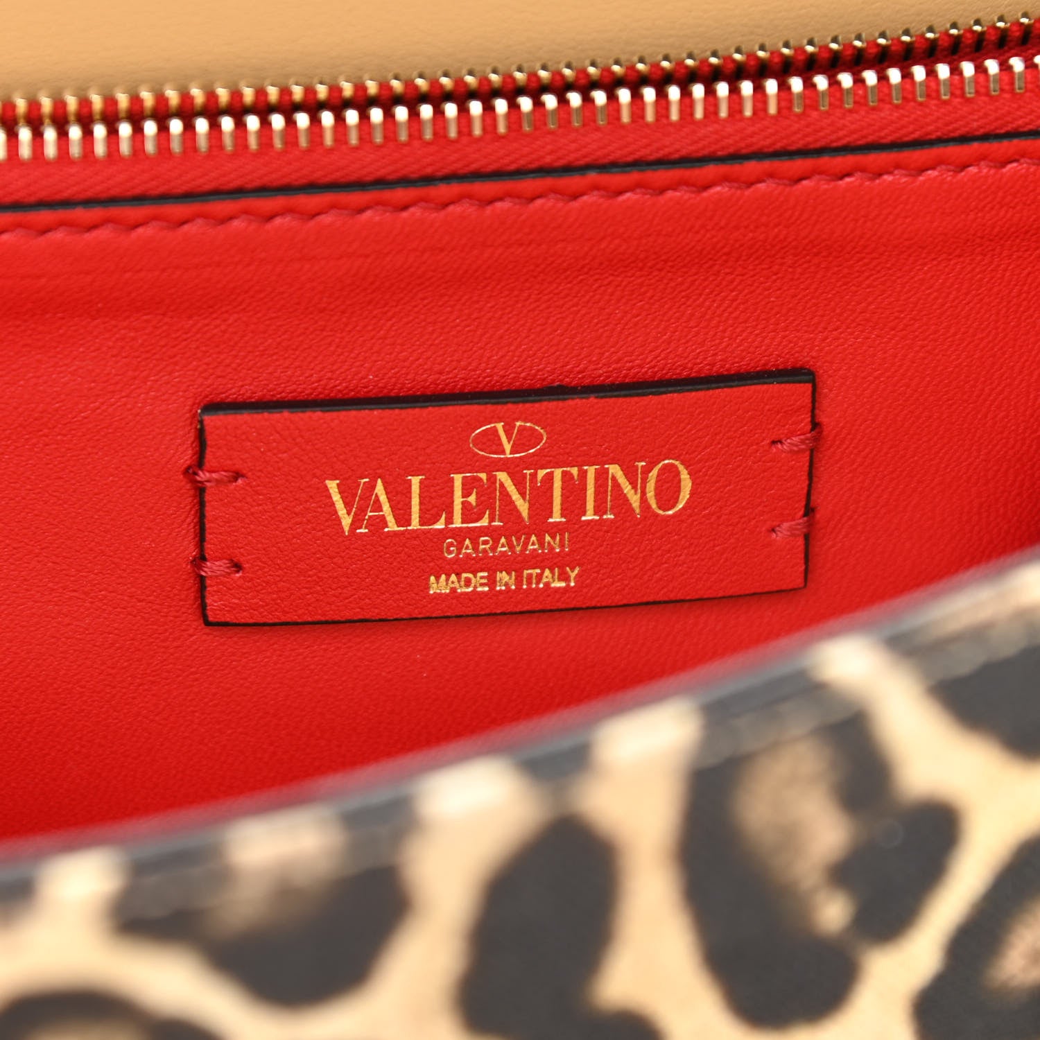 Valentino Garavani Canvas Leopard Print Rockstud Side Slip Wristlet Clutch Tan 6 of 9