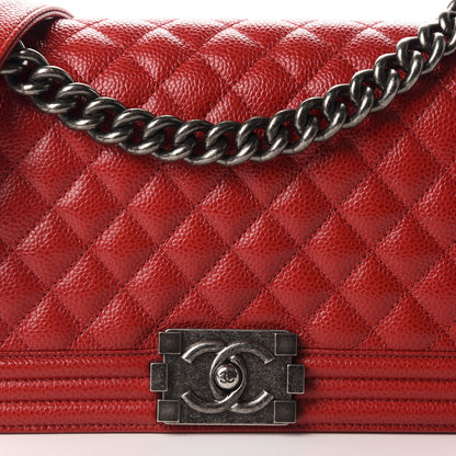 Chanel Caviar Quilted Medium Boy Flap Red 9 of 9