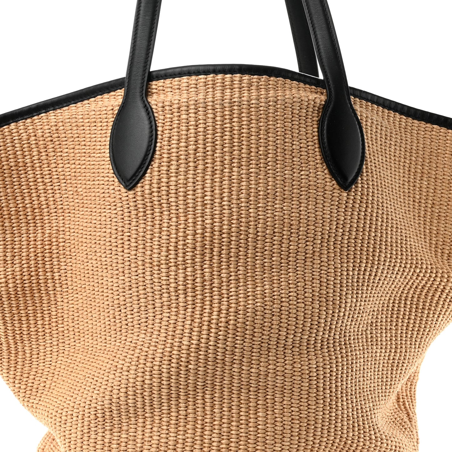 Raffia Calfskin Osa Medium Tote Natural Black