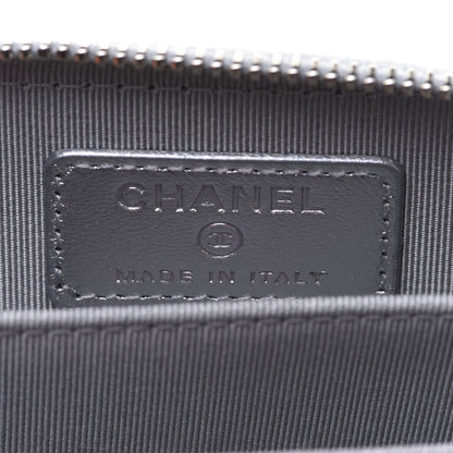 Chanel Gradient Metallic Calfskin Quilted Zip Around Coin Purse Wallet Silver Blue Yellow Purple 6 of 8