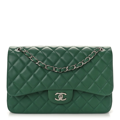 Chanel Lambskin Quilted Jumbo Double Flap Green 1 of 8