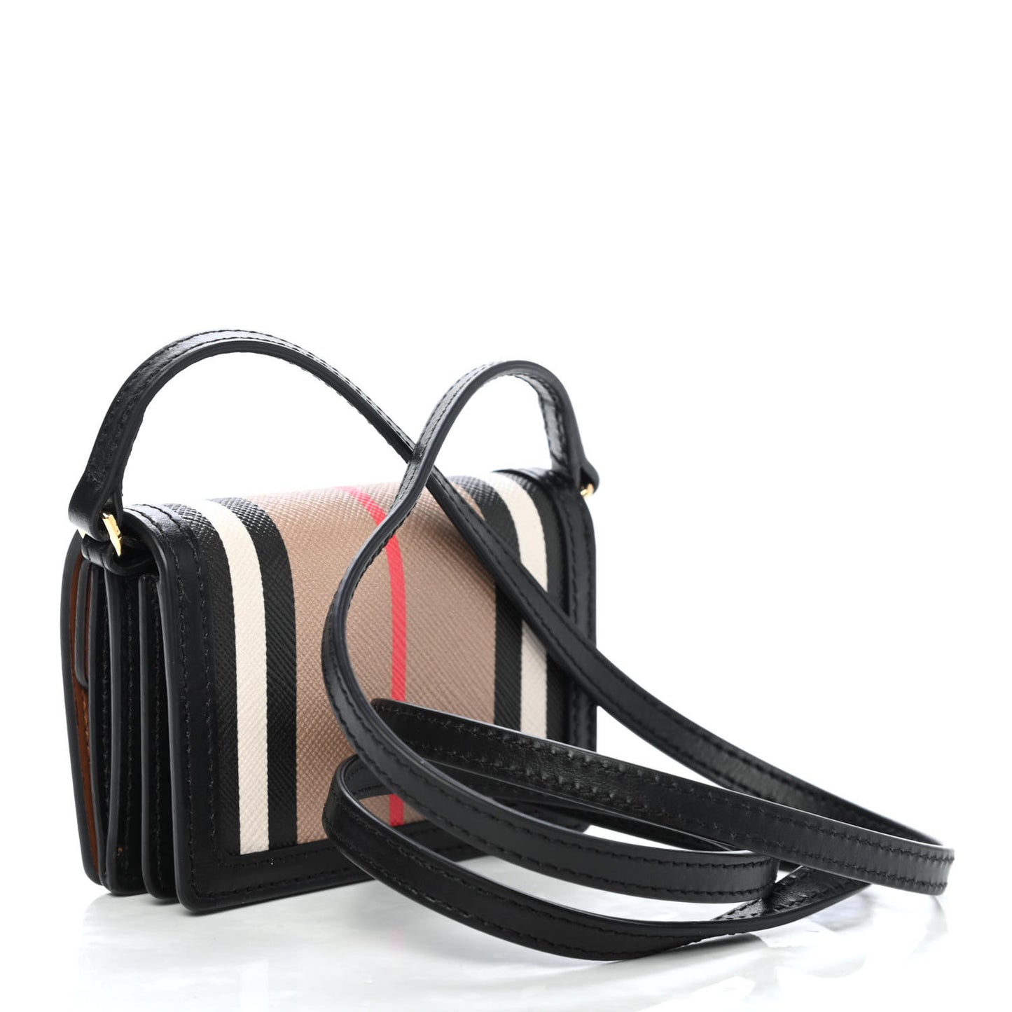 Calfskin House Check Card Case with Strap
