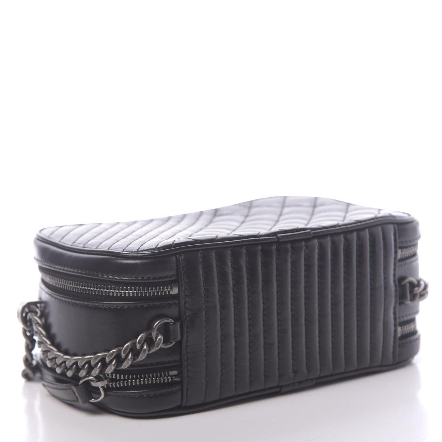 Glazed Calfskin Small Coco Boy Camera Case Black