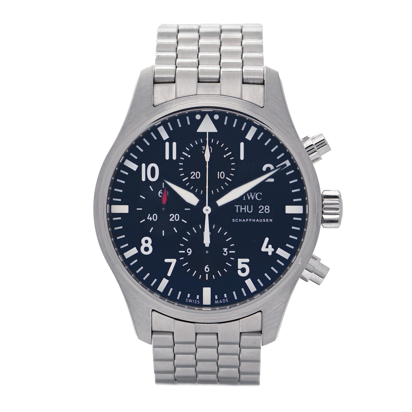 Stainless Steel 43mm Pilot Spitfire Chronograph Automatic Watch Blue IW377710