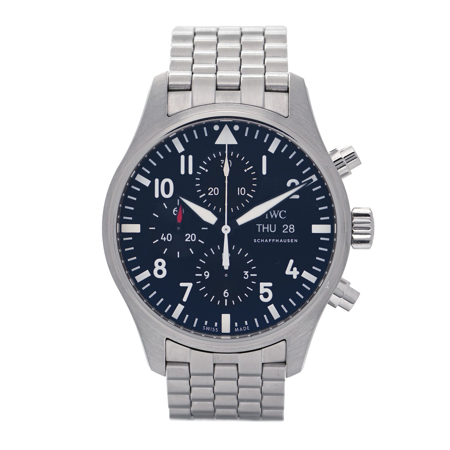 IWC Stainless Steel 43mm Pilot Spitfire Chronograph Automatic Watch Blue IW377710 1 of 4