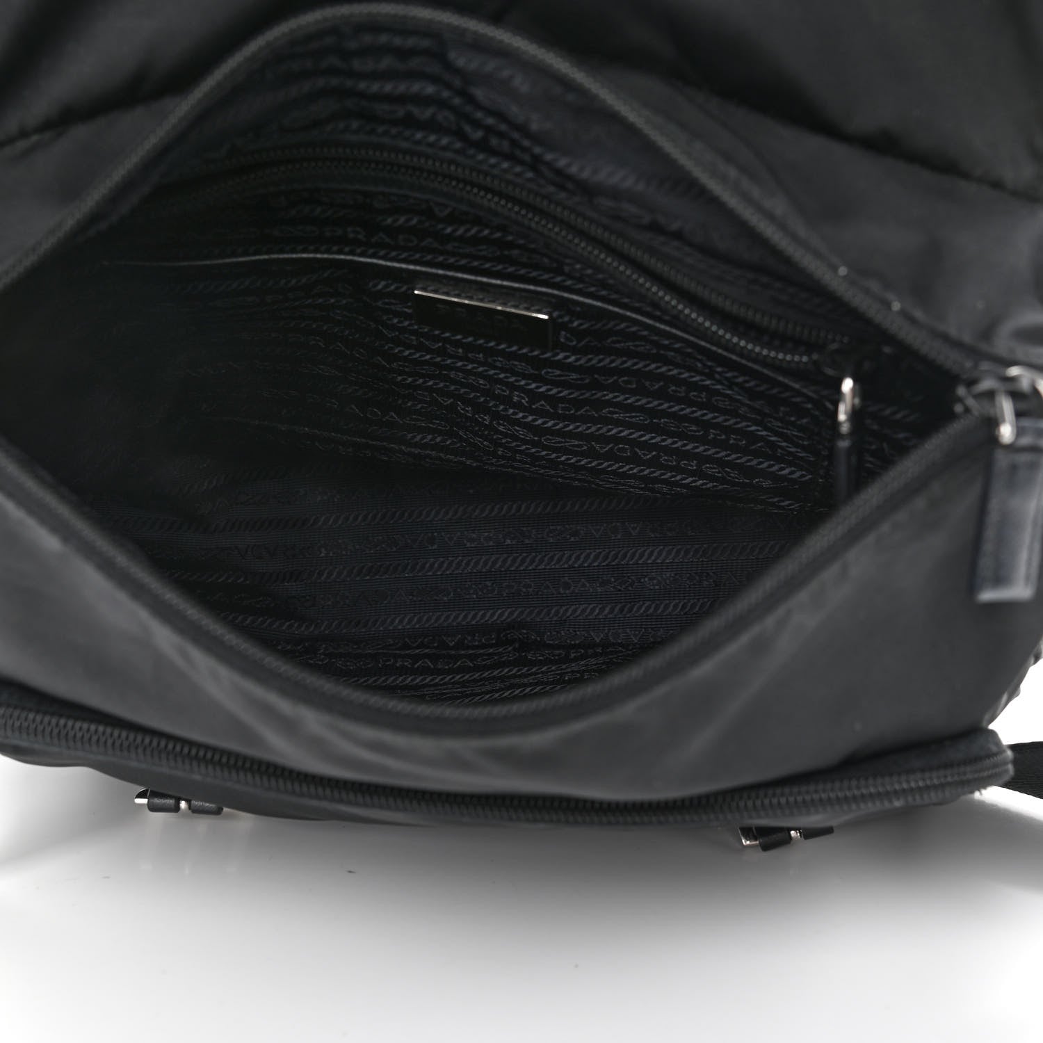 Prada Tessuto Nylon Saffiano Double Buckle Messenger Shoulder Bag Black 4 of 10