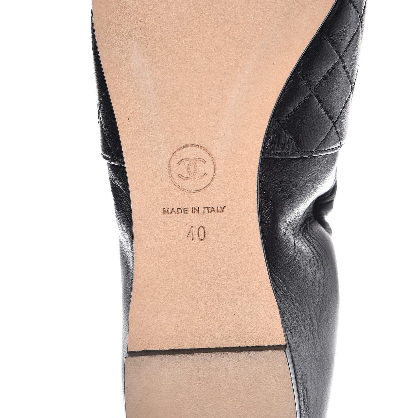 Lambskin Quilted Elastic CC Loafers 40 Black