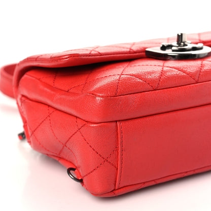 Chanel Shiny Goatskin Quilted Small Double Carry Waist Chain Flap Red 10 of 11