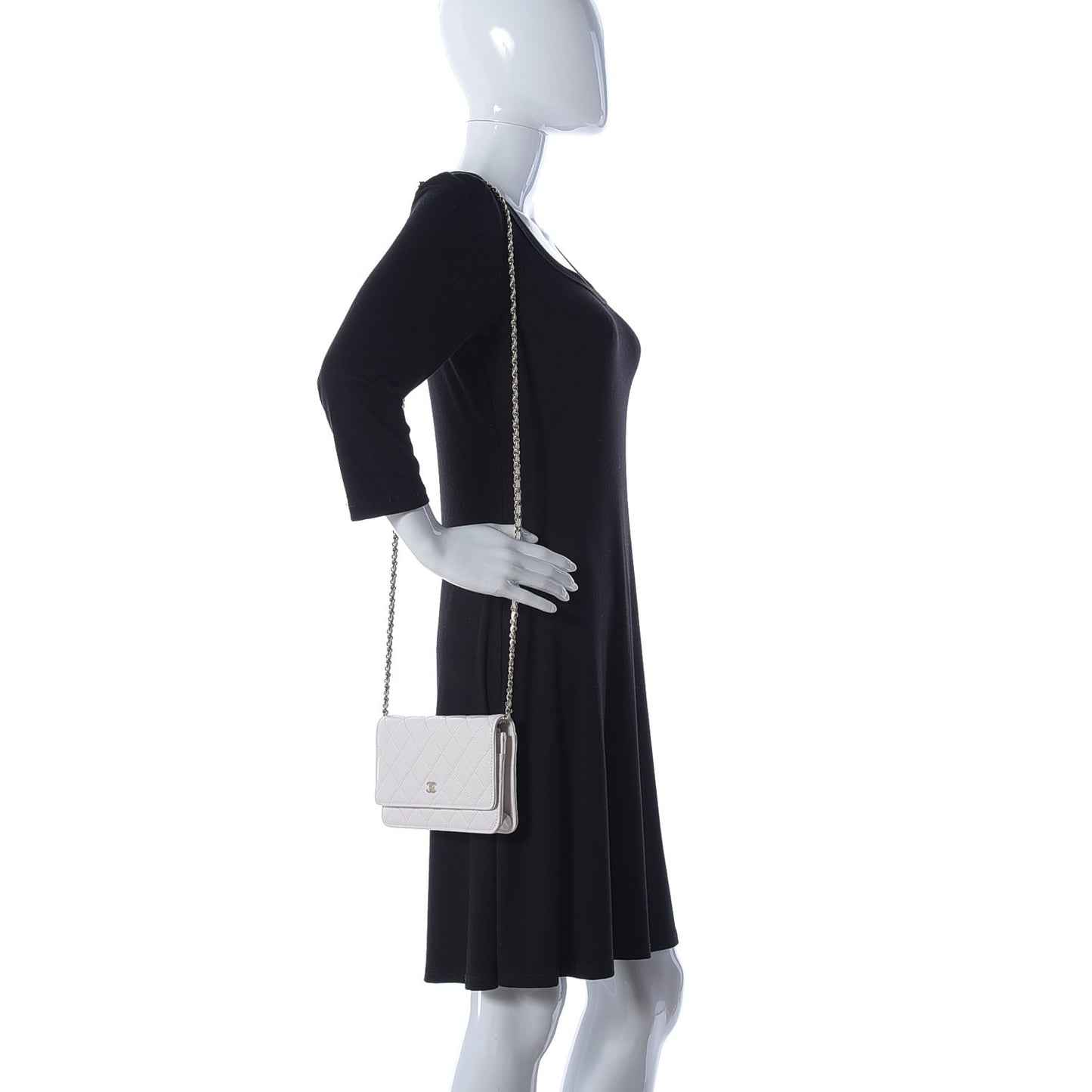 Caviar Quilted Wallet On Chain WOC White