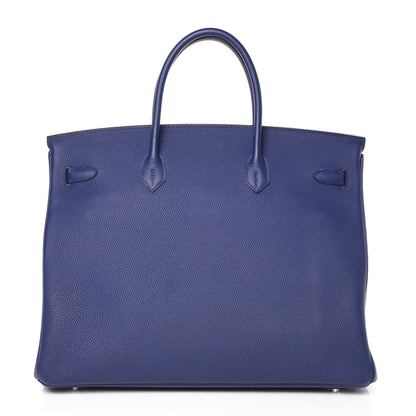 Hermes Togo Swift Officier Birkin 40 Bleu Encre Bordeaux 28 of 35