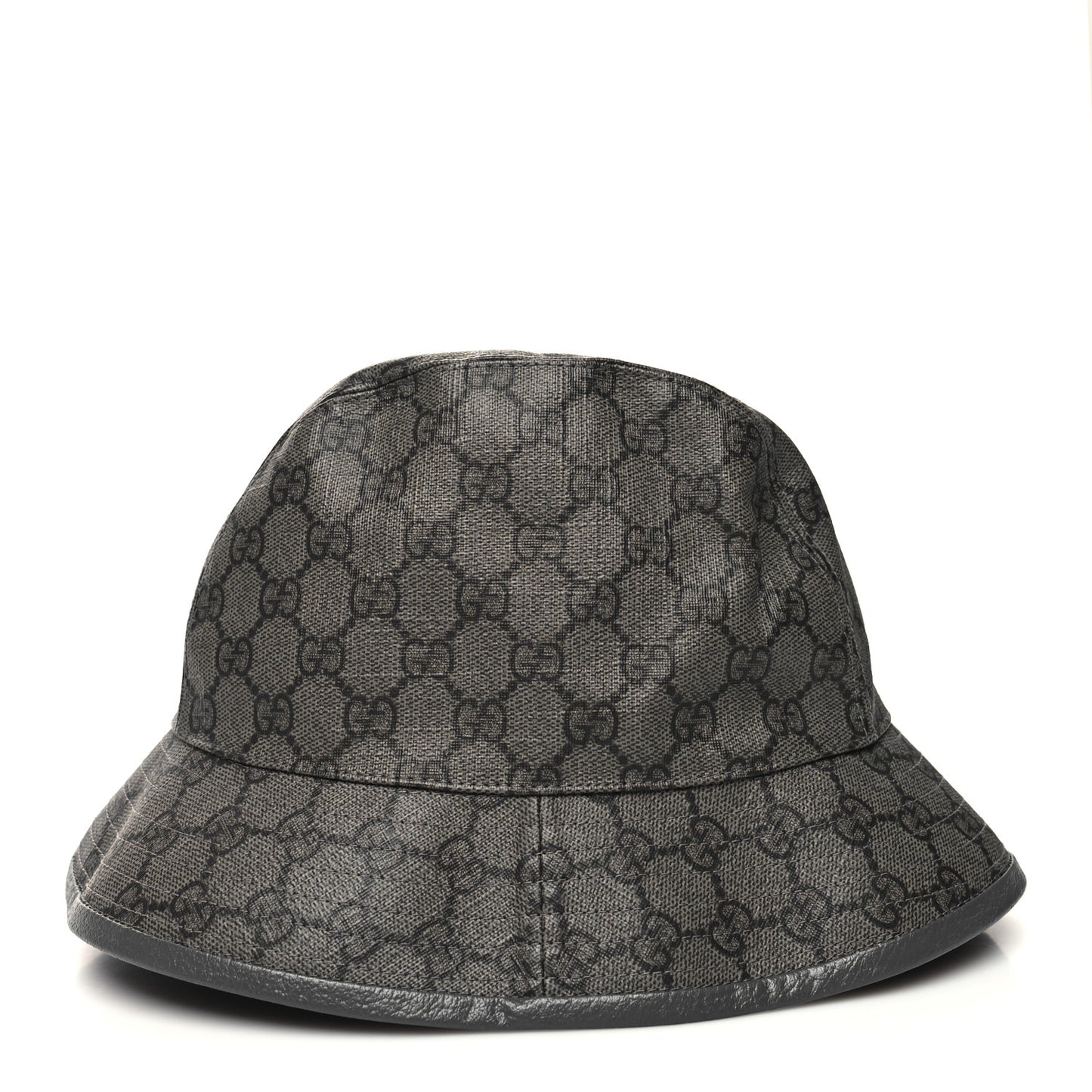 GG Supreme Monogram Textured Dollar Calfskin GG Blackie Fedora Hat S Grey Black Graphite