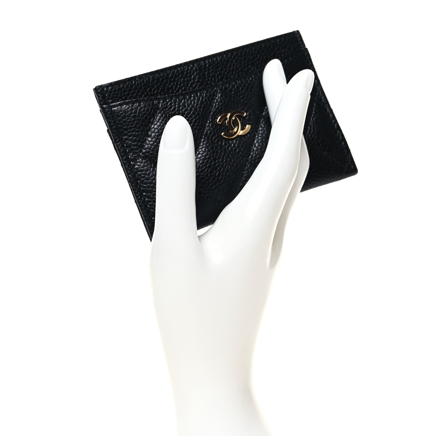Caviar Quilted Card Holder Black