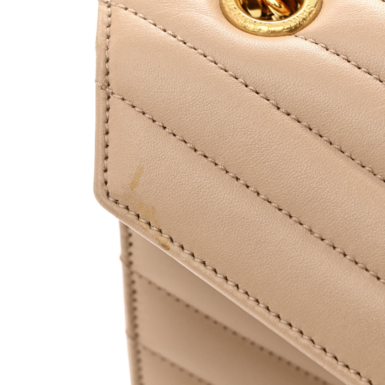 Saint Laurent Lambskin Matelasse Chevron Medium Monogram Satchel Dark Beige 11 of 11