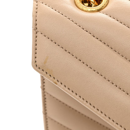 Saint Laurent Lambskin Matelasse Chevron Medium Monogram Satchel Dark Beige 11 of 11