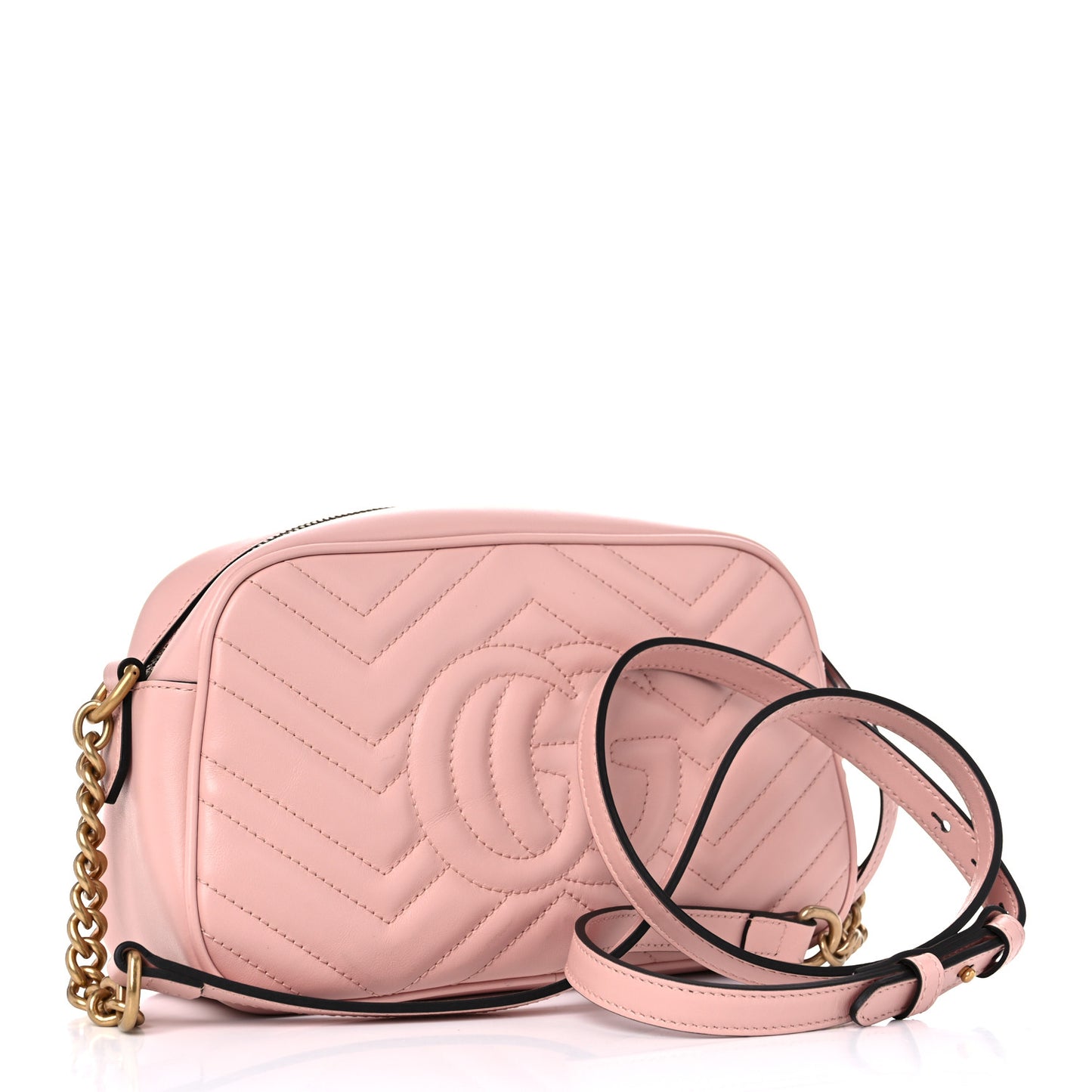 Calfskin Matelasse Small GG Marmont Chain Shoulder Bag Perfect Pink