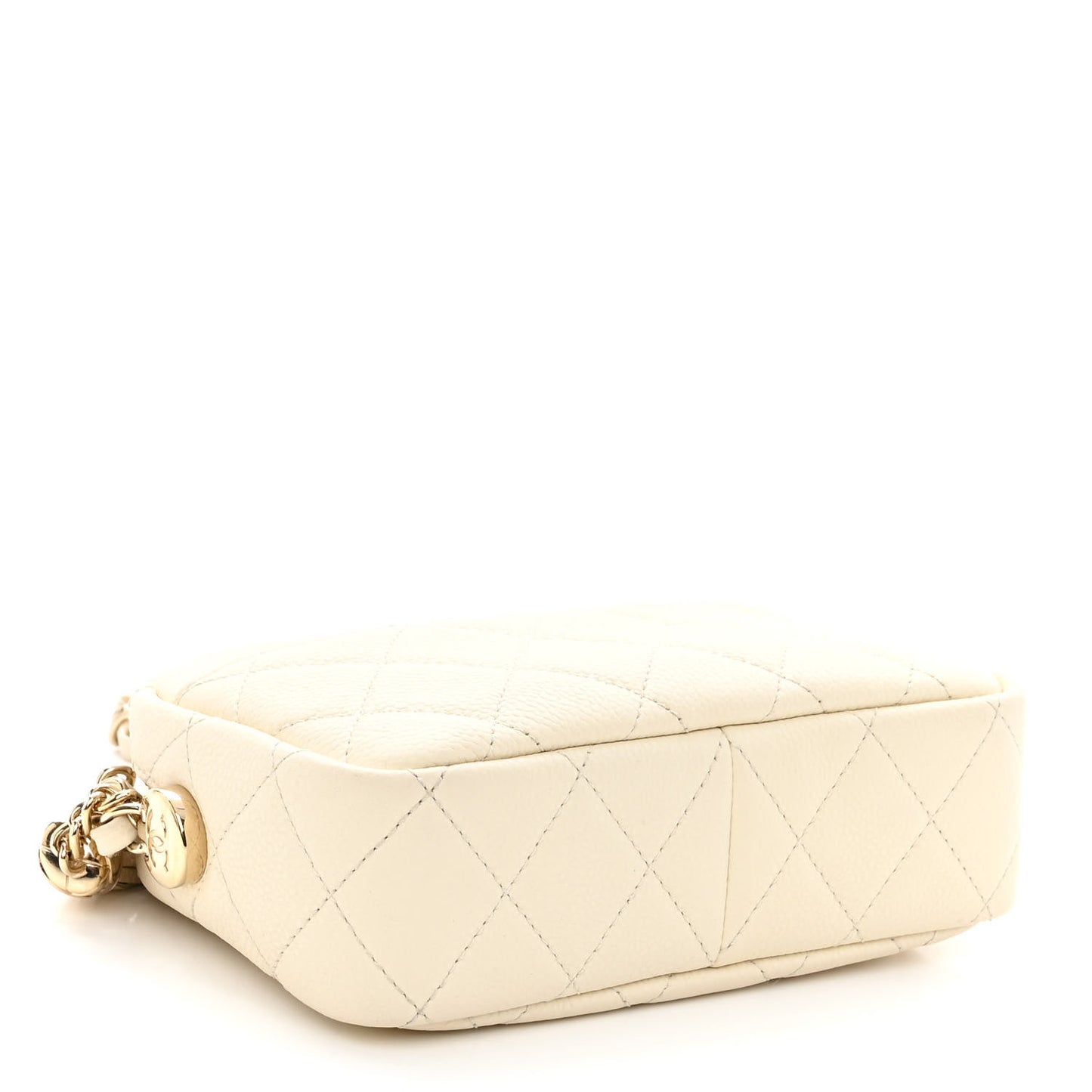 Caviar Quilted Mini Coco Tassel Camera Case White