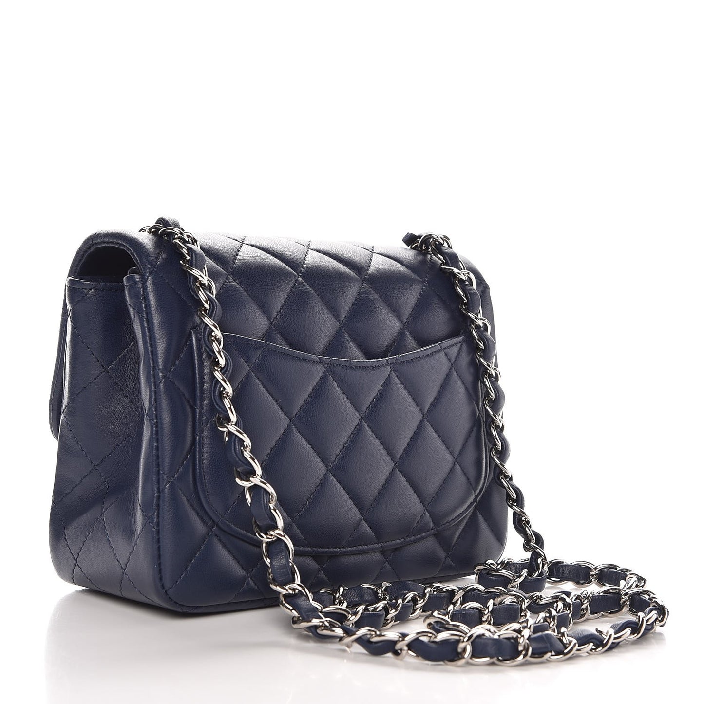 Lambskin Quilted Mini Square Flap Navy