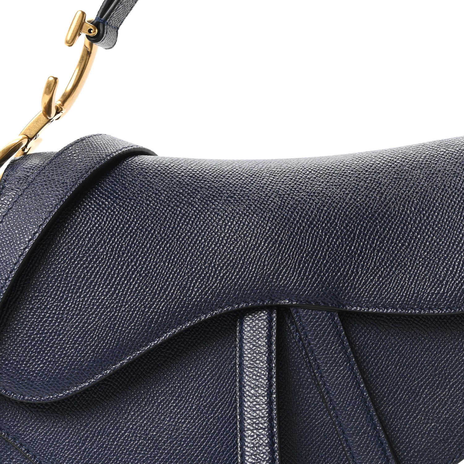Christian Dior Grained Calfskin Saddle Bag With Strap Deep Ocean 8 of 10
