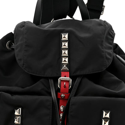 Prada Nylon New Vela Studded Backpack Black Fuoco 7 of 12