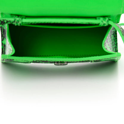 Balenciaga Shiny Calfskin Python Effect Hourglass Top Handle Bag Mini Fluo Green Black 5 of 10
