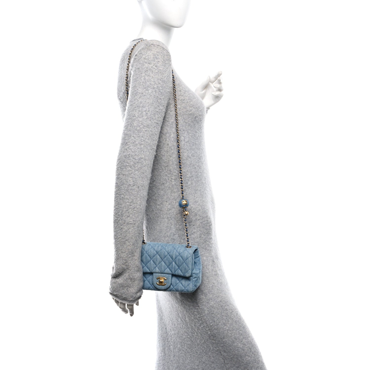 Chanel Denim Quilted Mini Pearl Crush Flap Blue 2 of 11