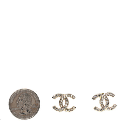 Chanel Crystal Pearl CC Earrings Gold 2 of 5