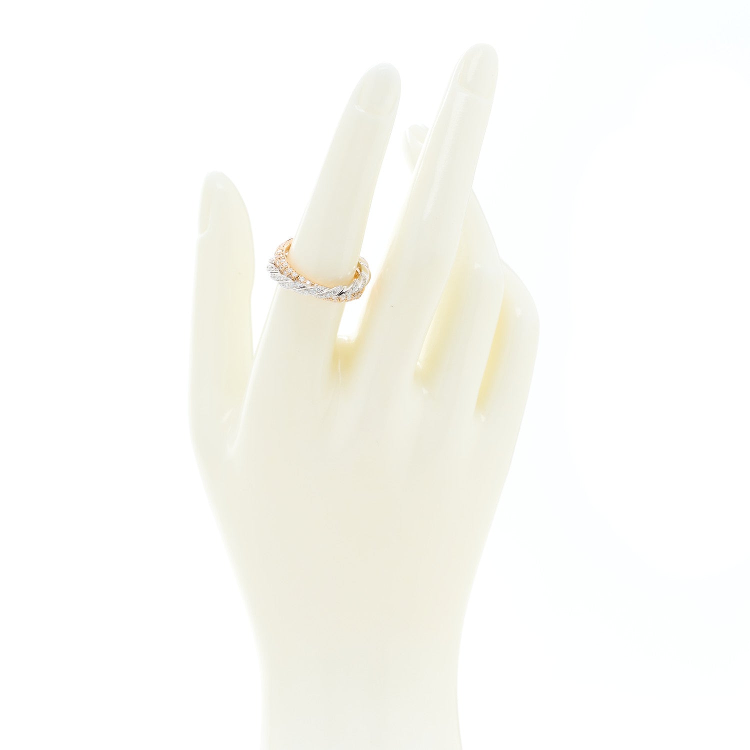 David Yurman 18K Rose White Gold Diamond Paveflex Two Row Ring 53 6.5 2 of 4