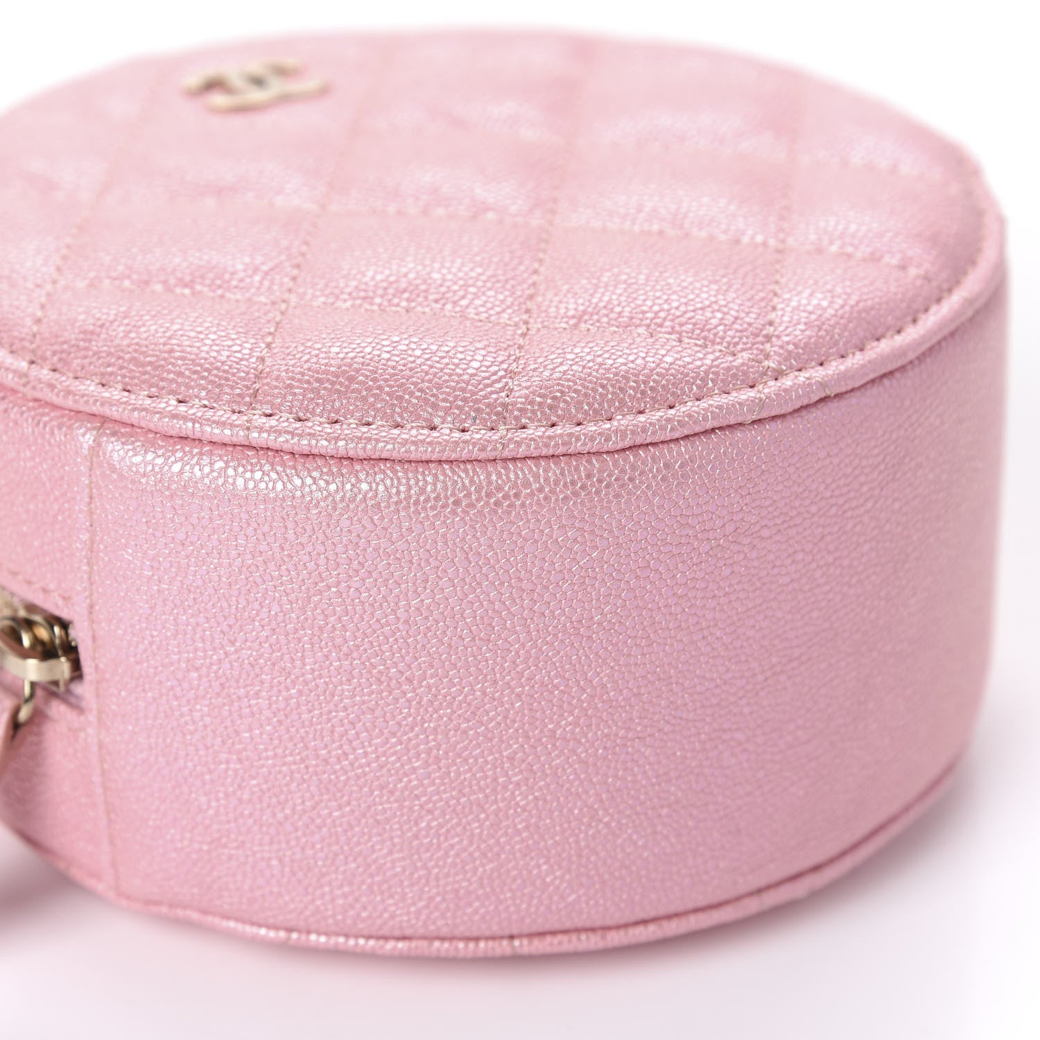 Chanel Iridescent Caviar Quilted Round Clutch With Chain Pink 6 of 11