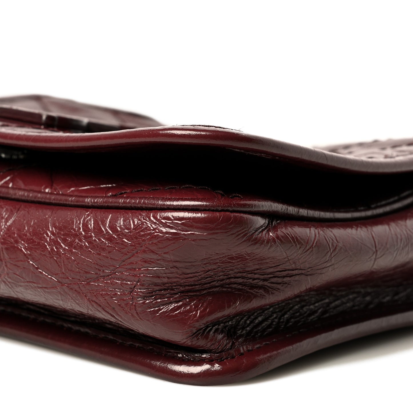 Crinkled Calfskin Matelasse Monogram Niki Chain Wallet Dark Legion Red