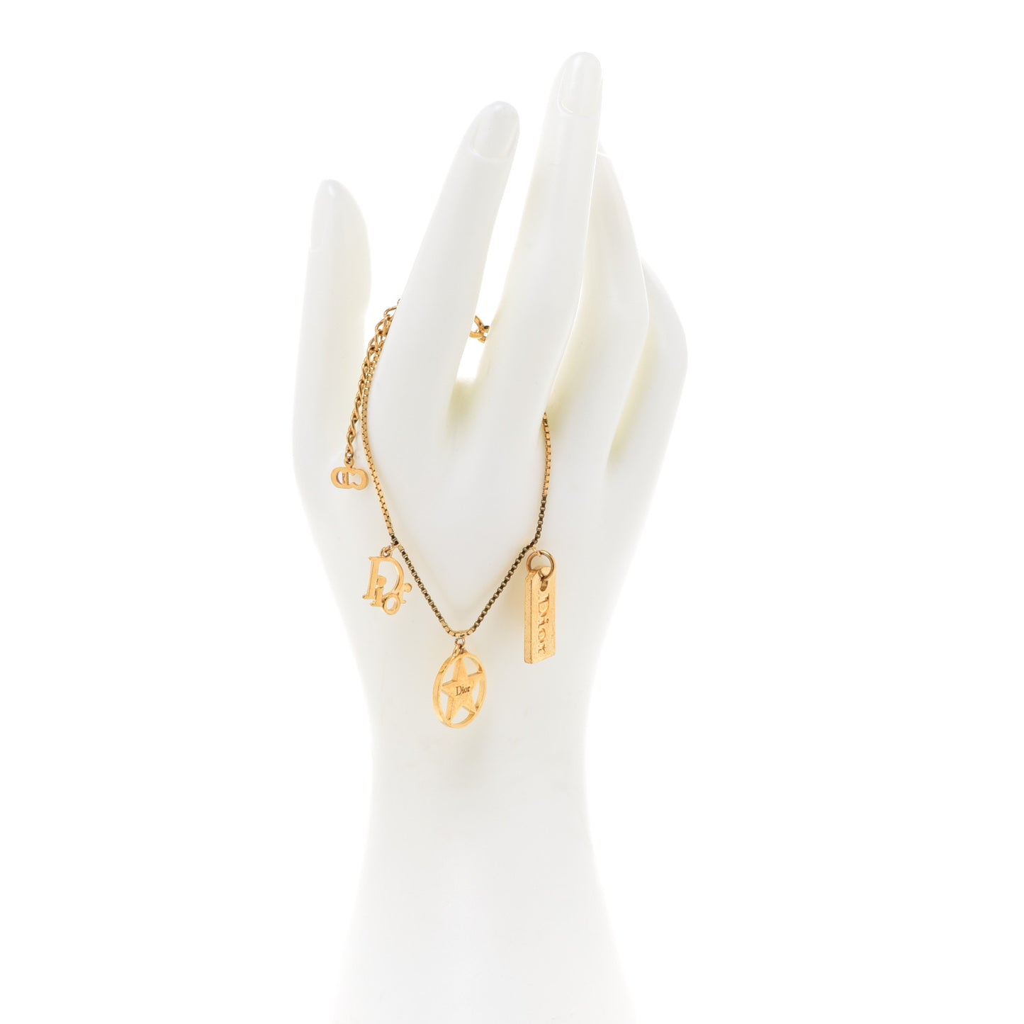 Metal Logo Multi Charm Bracelet Gold