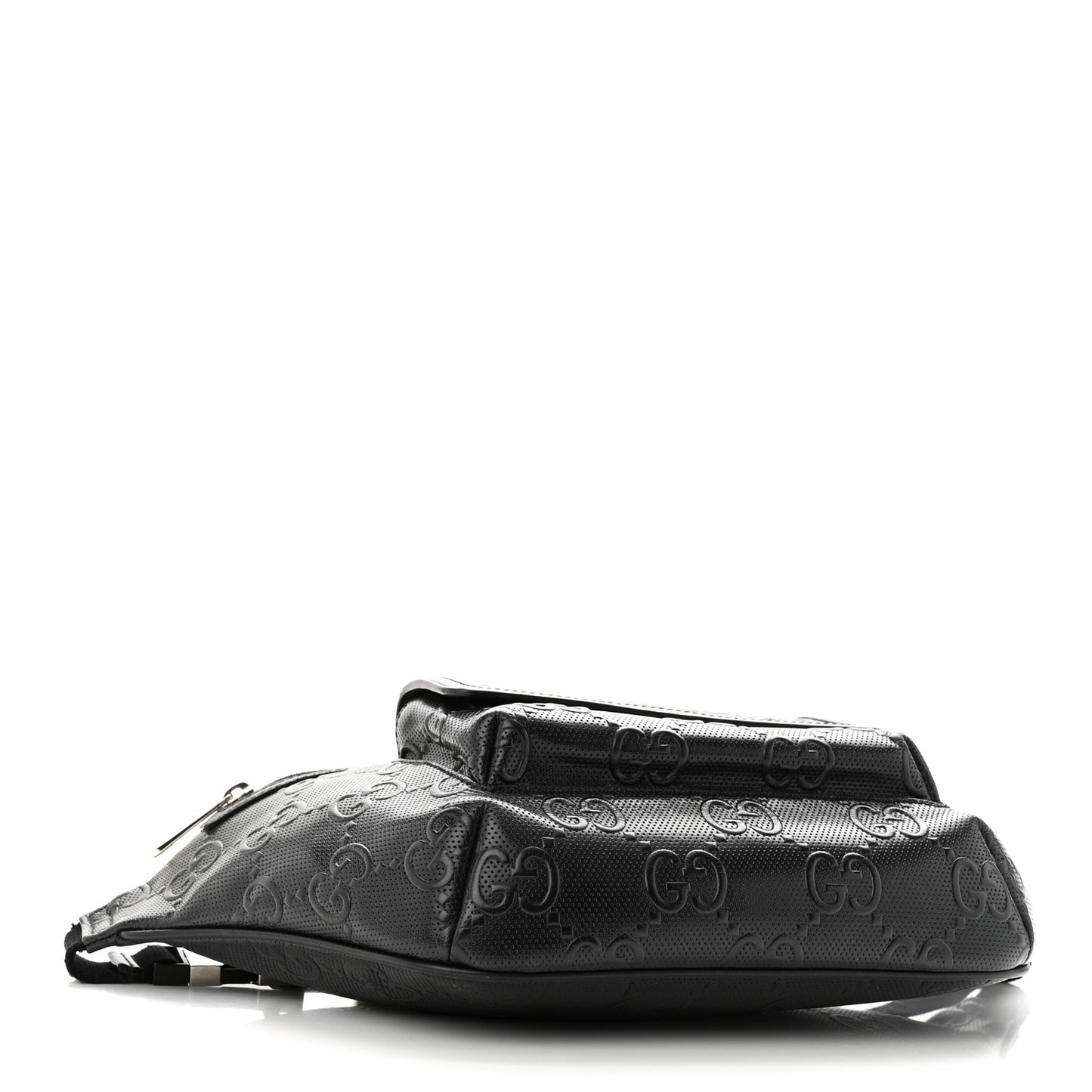 Calfskin GG Tennis Embossed Pocket Belt Bag Black