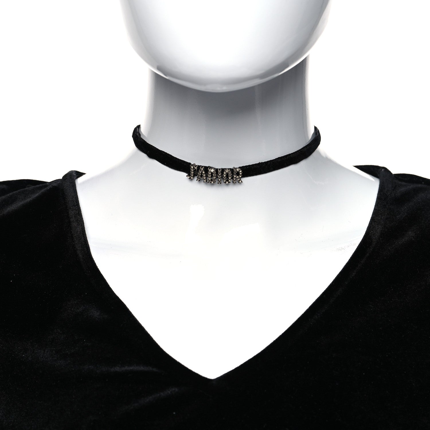 Christian Dior Velvet Crystal J’Adior Choker Necklace Black 2 of 5