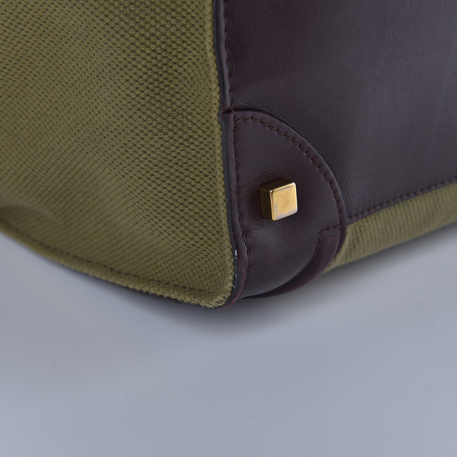 Celine Canvas Smooth Calfskin Mini Luggage Olive 15 of 19