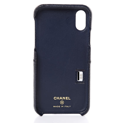 Chanel Caviar Quilted iPhone X Coco Tech Case Navy 4 of 7