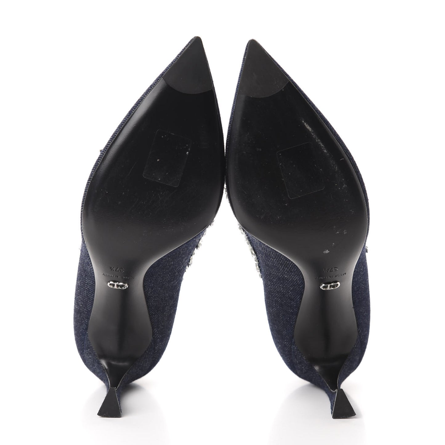 Denim Crystal Garland Pumps 37.5 Blue Fonce