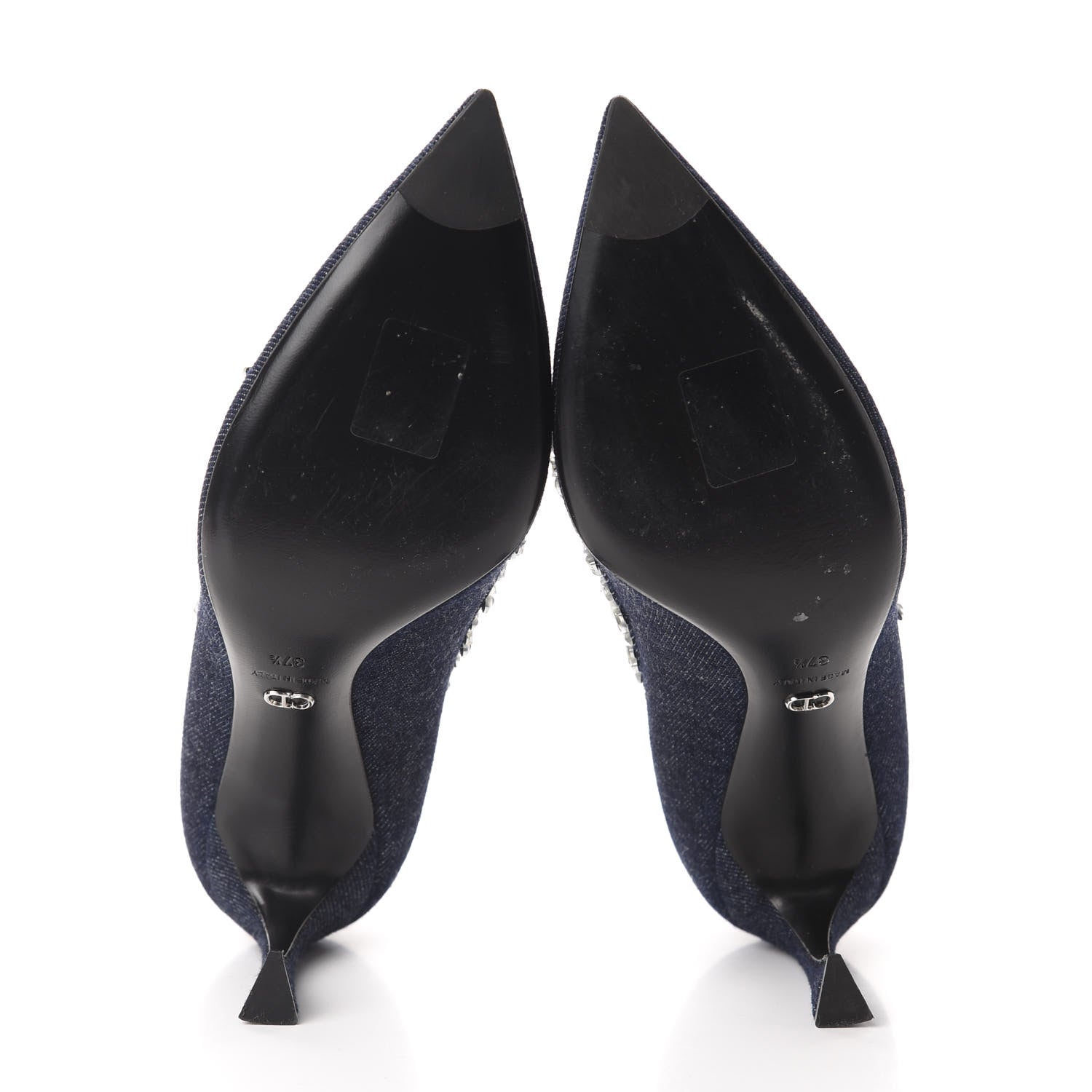Christian Dior Denim Crystal Garland Pumps 37.5 Blue Fonce 6 of 12