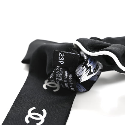 Chanel Silk CC Hair Tie Black Ecru 5 of 5