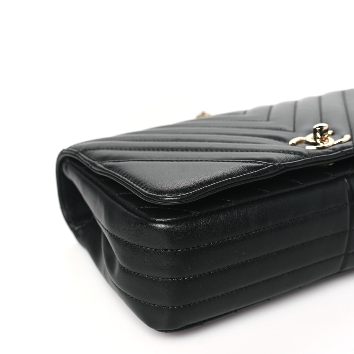Chanel Calfskin Chevron Quilted Medium Statement Flap Black 9 of 10