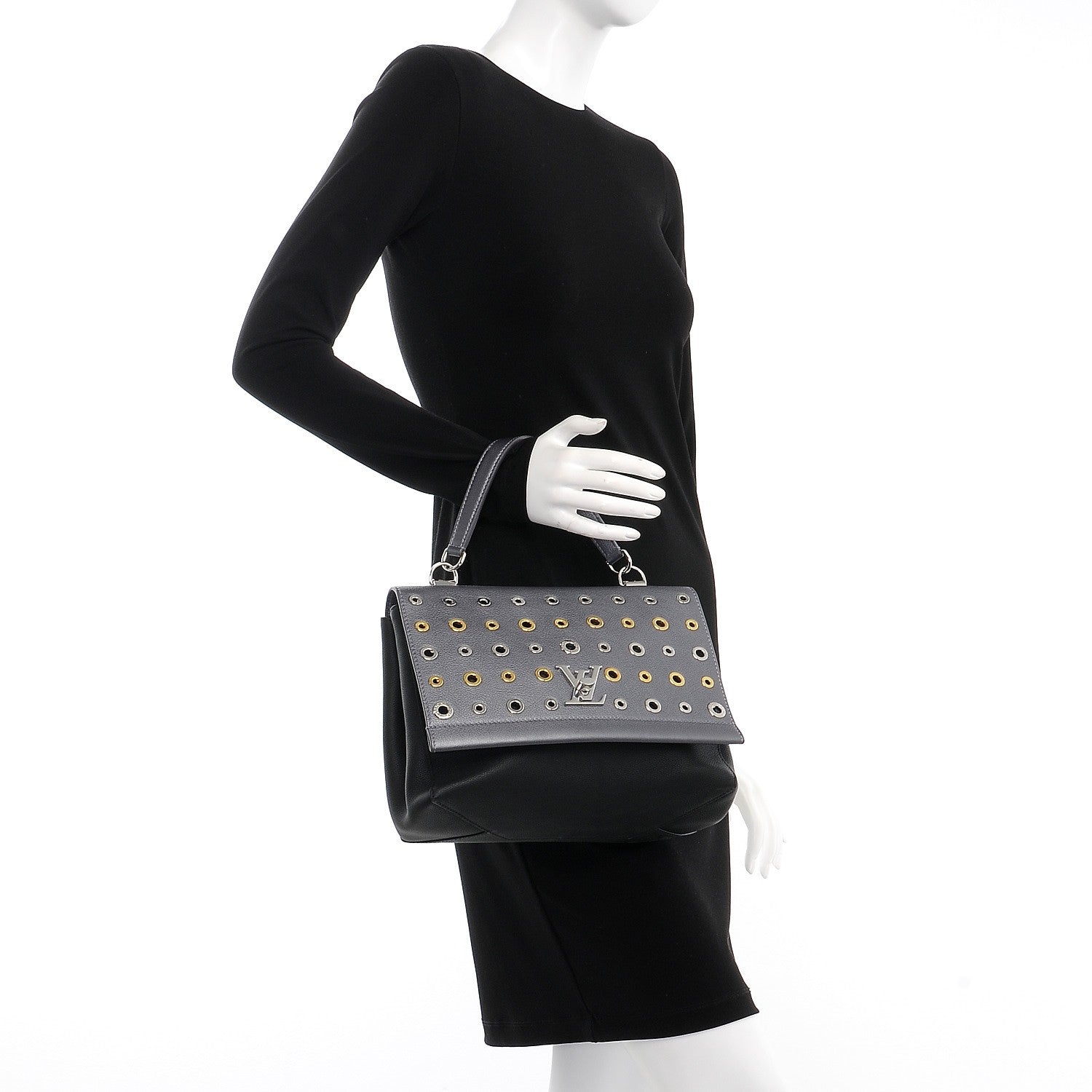 Louis Vuitton Soft Calfskin Eyelet Lockme II Top Handle Gris Silver 3 of 7