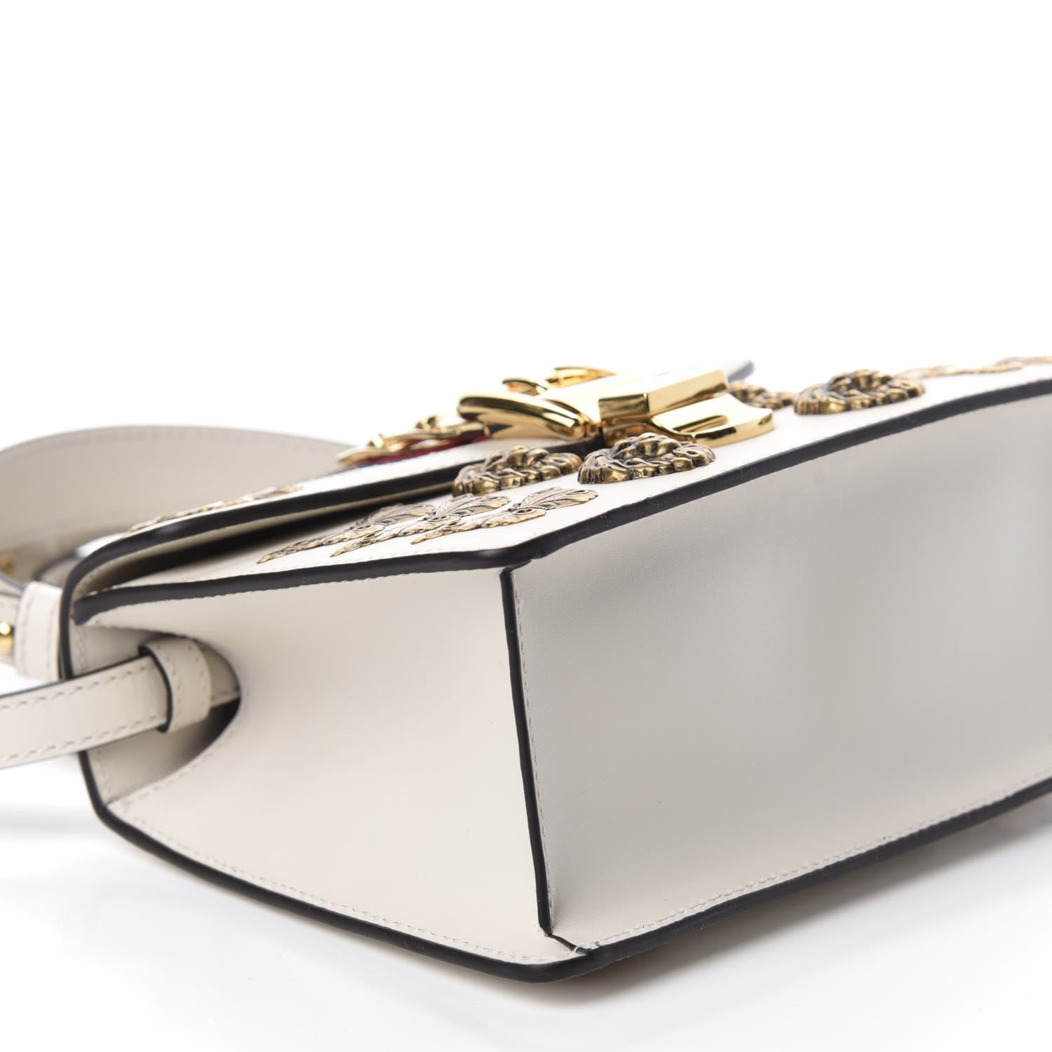 Gucci Calfskin Animal Studs Mini Sylvie Top Handle Bag White 6 of 11