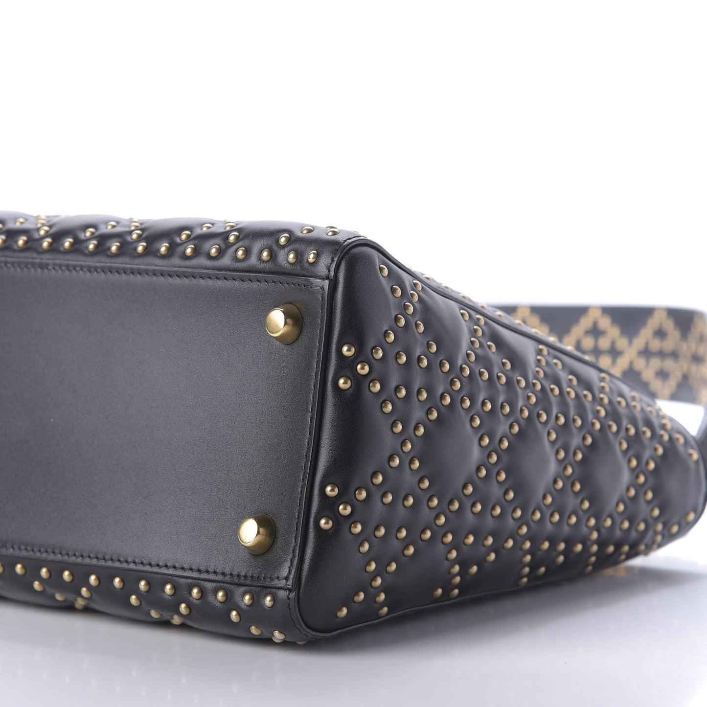 Calfskin Cannage Studded Medium Supple Lady Dior Black