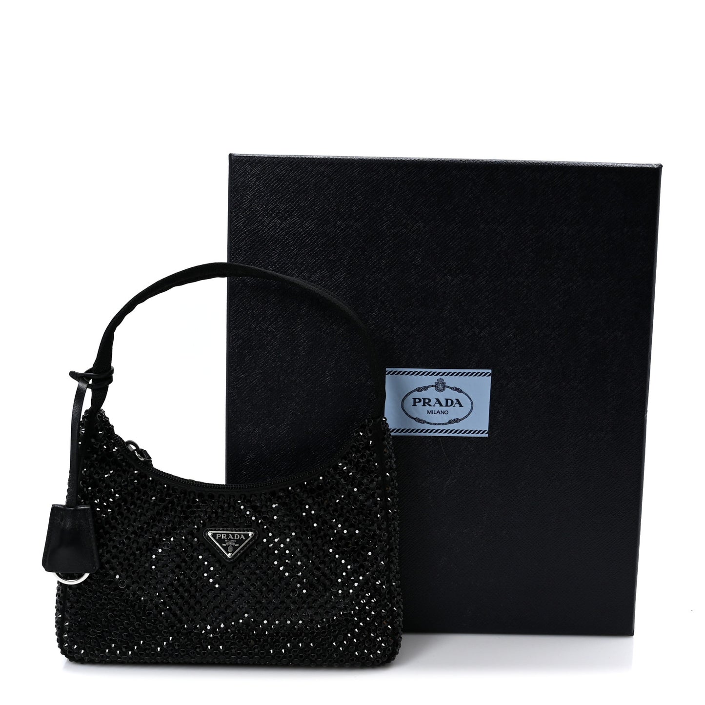 Satin Crystal Mini Re-Edition 2000 Bag Black