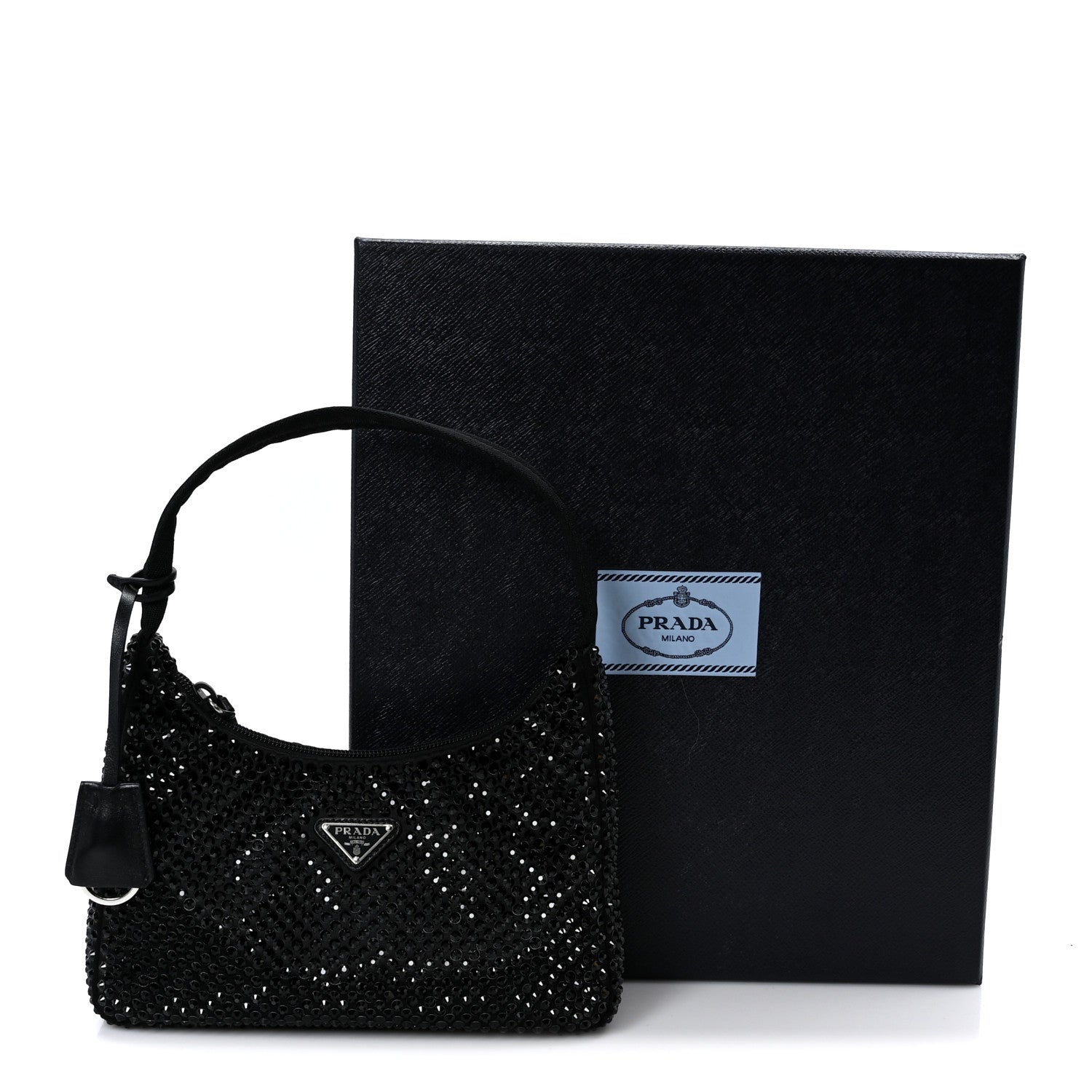 Prada Satin Crystal Mini Re-Edition 2000 Bag Black 10 of 10