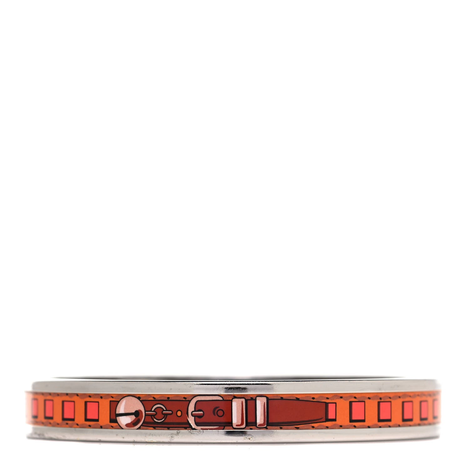 Hermes Enamel Printed Colliers de Chiens Narrow Bracelet 70 Sables 2 of 10