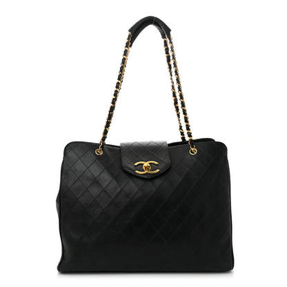 Chanel Calfskin Stitched XL Weekender Black 1 of 13