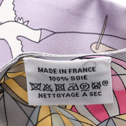 Hermes Silk Les Folies Du Ciel Twilly Mauve Jaune Vert 5 of 5