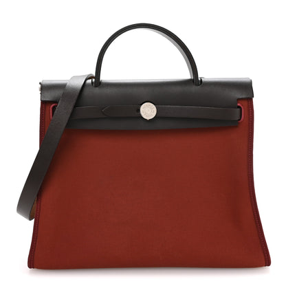 Hermes Military Toile Vache Hunter Herbag Zip Retourne 31 PM Rouge H Ebene 1 of 11