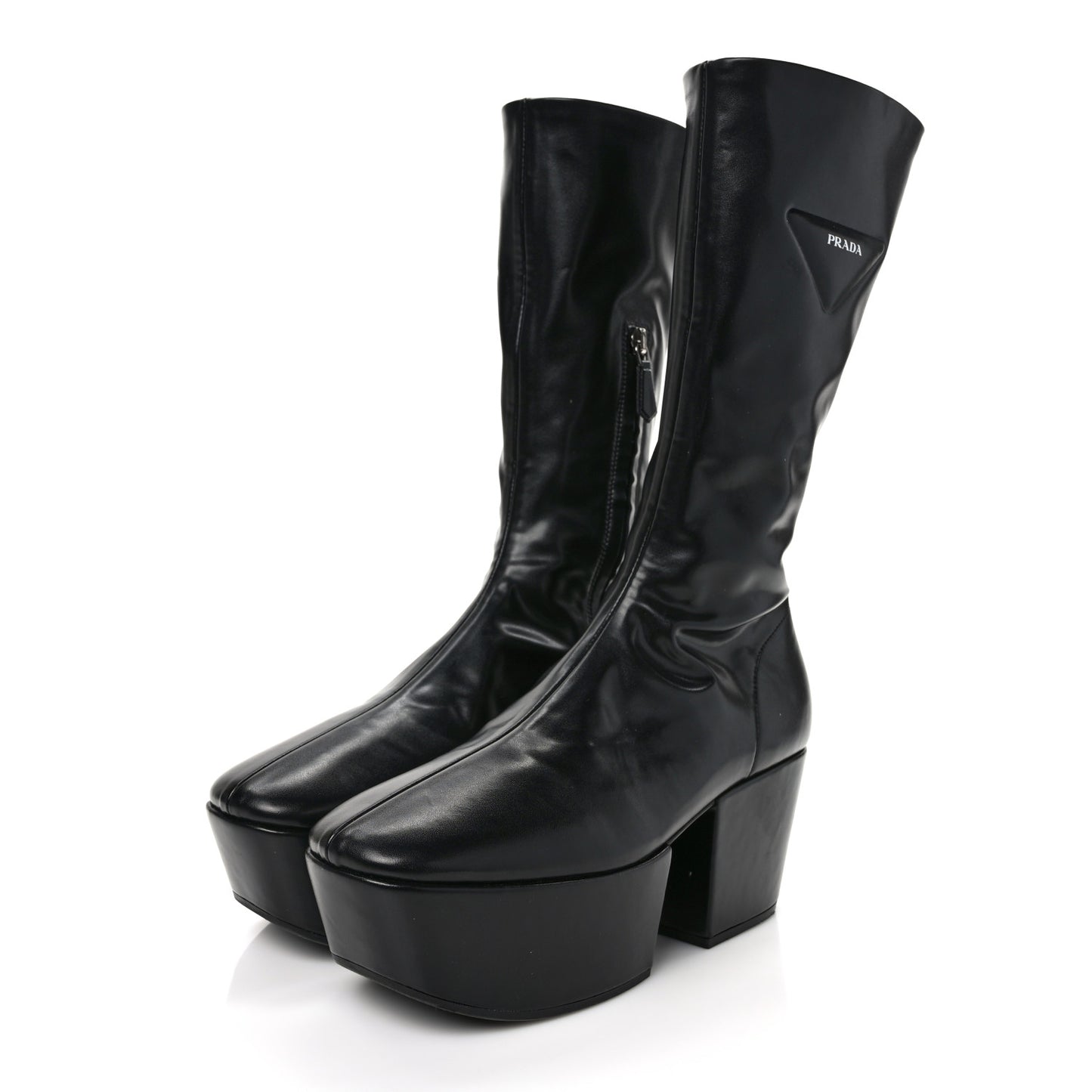 Nappa Tech Logo 70mm Platform Boots 37 Black
