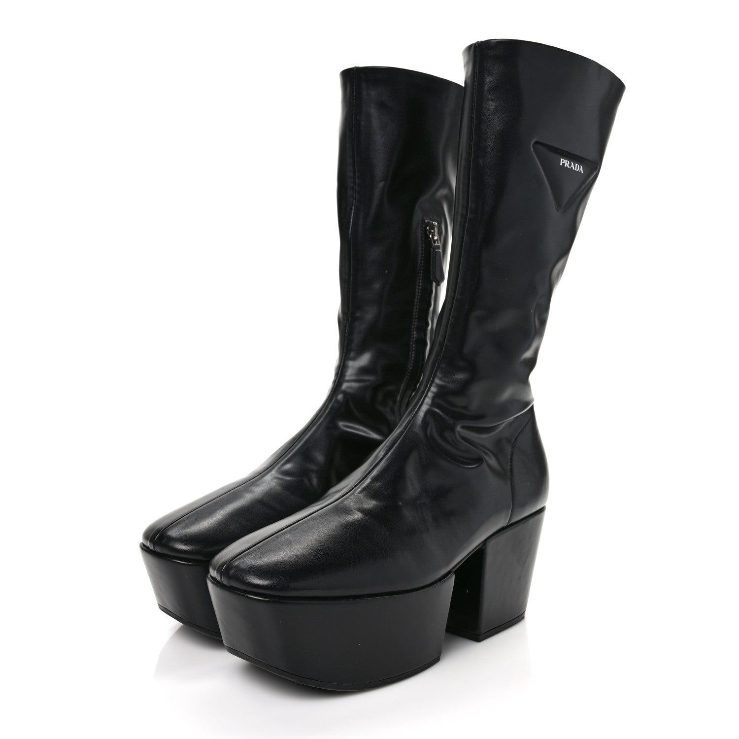 Prada Nappa Tech Logo 70mm Platform Boots 37 Black 3 of 9
